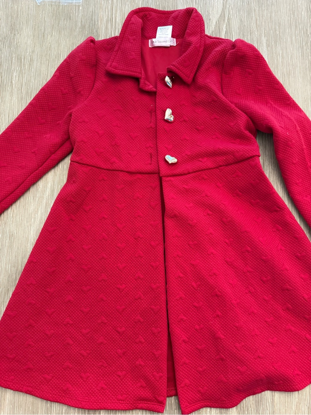 Love Squared Girls Bright Red Quilted Coat